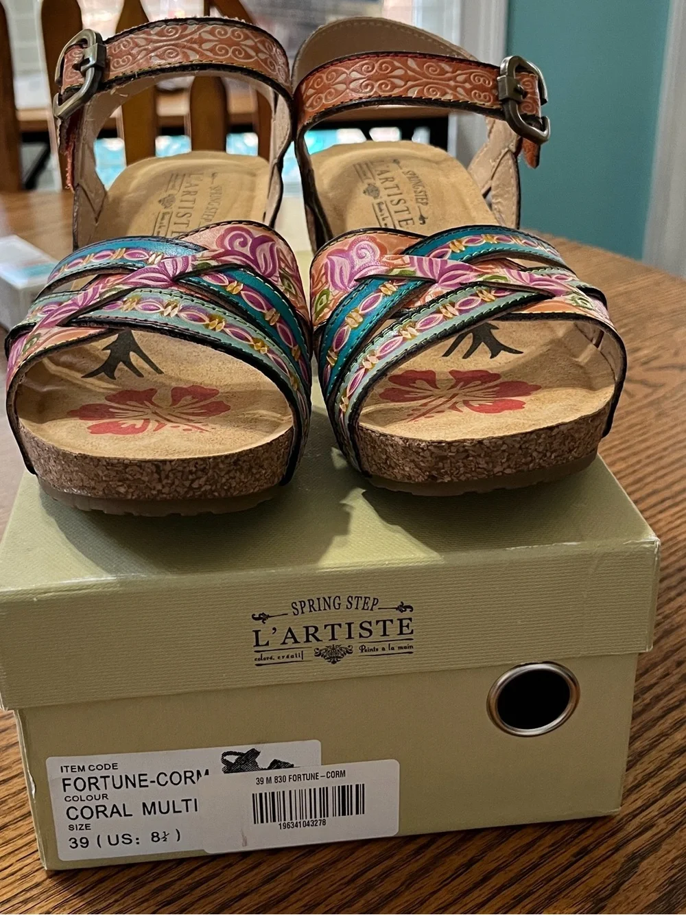 L'Artiste by Spring Step Multicolor Floral Leather Sandals